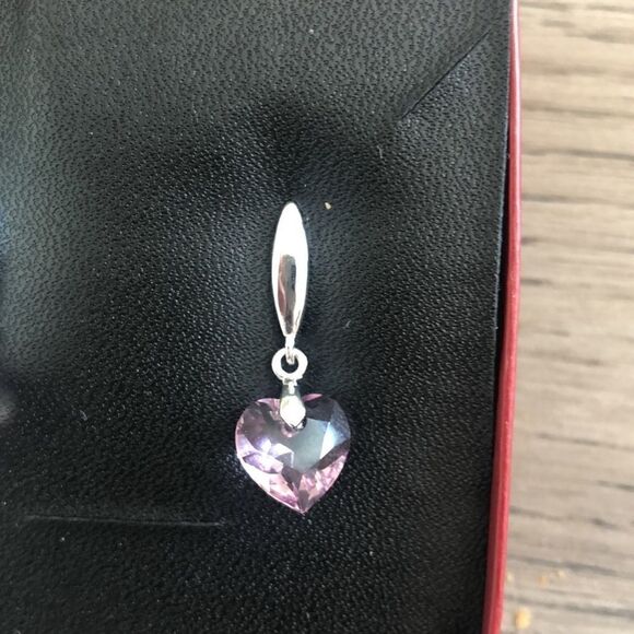 INFINITE LOVE EARRING LIGHT AMETHYST SWAROVSKI CRYSTAL + WHITE RHODIUM PLATED - Picture 3 of 6